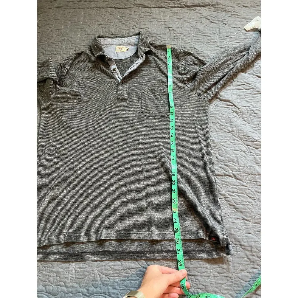 Faherty gray striped collared long sleeve polo men’s large - Picture 7 of 8